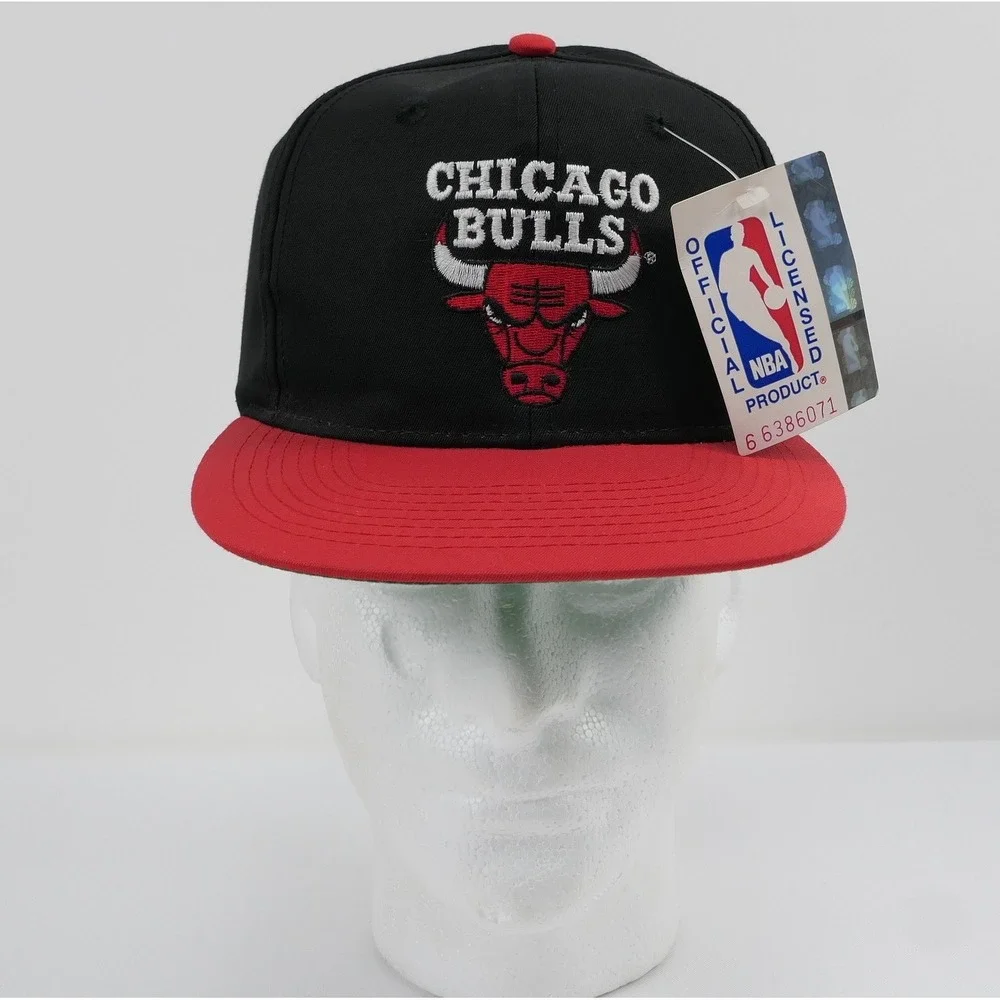 NEW! 90s Chicago Bulls Snapback Hat NBA Trucker Flat Bill One Size Fits All AJD